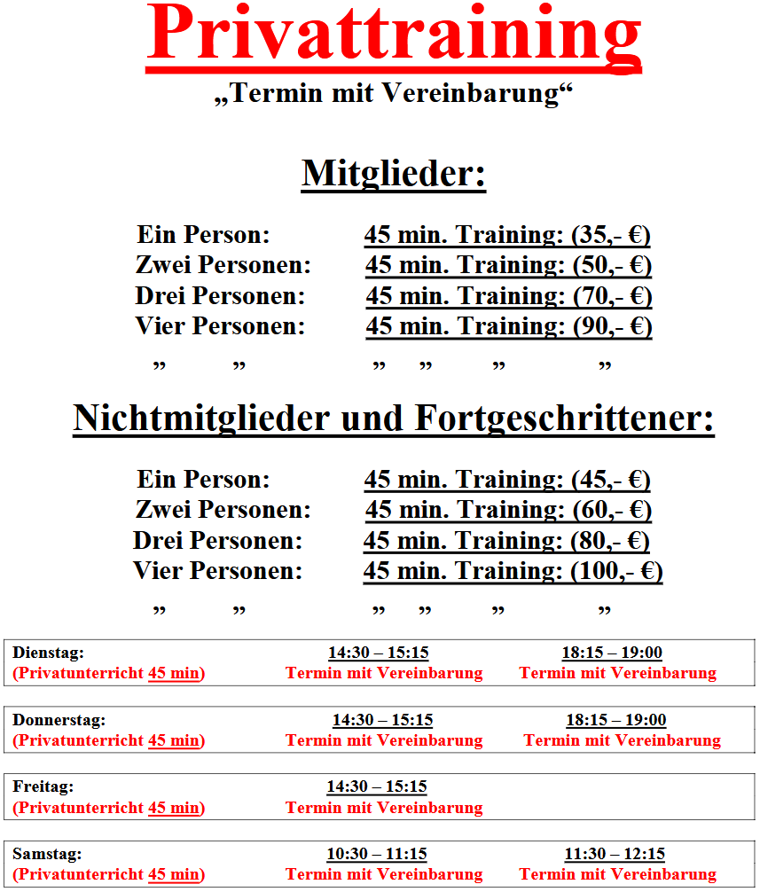 Private Training Plan